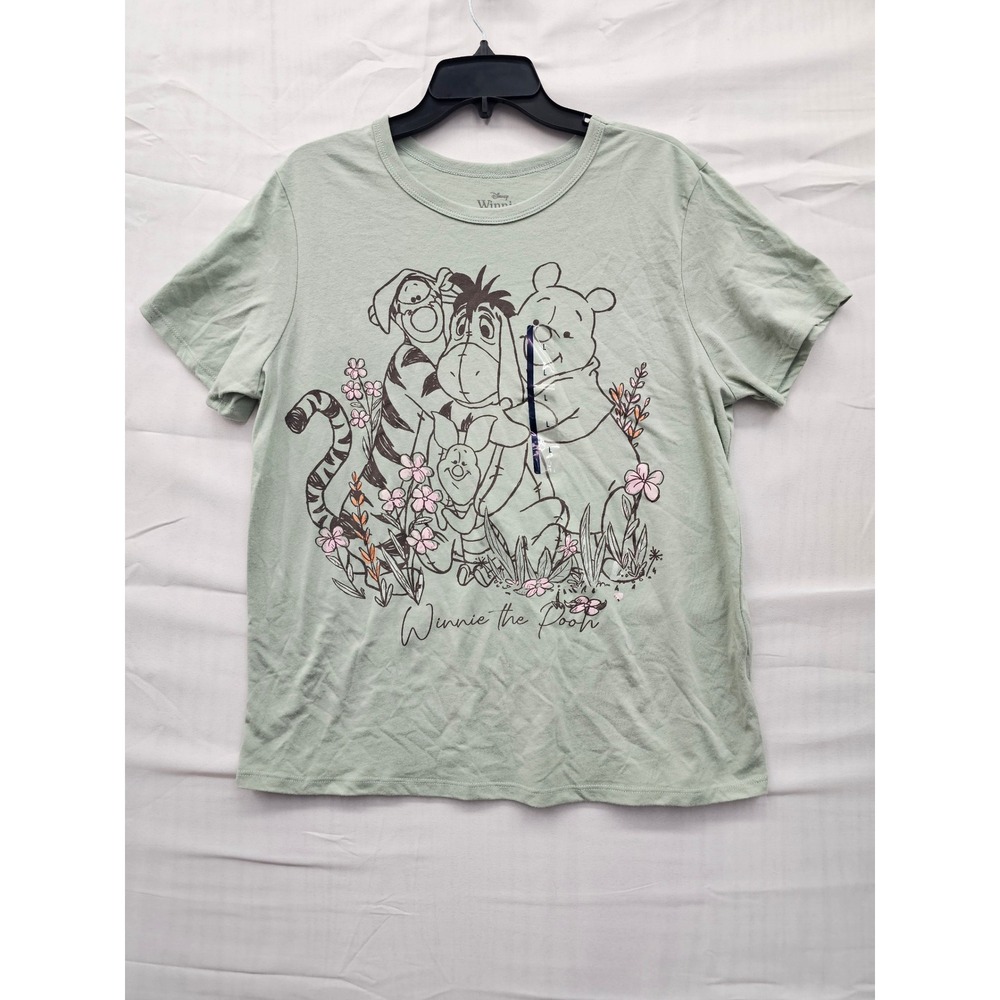 Disney Winnie the Pooh Sage Green Graphic T-Shirt Womens Large J003836JDY23315
